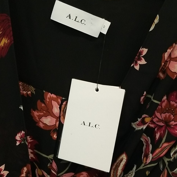 💕ALC💕 Haven Dress Ruched Floral Silk Mini Dress ~ Floral Print 0 NWT - Picture 15 of 16